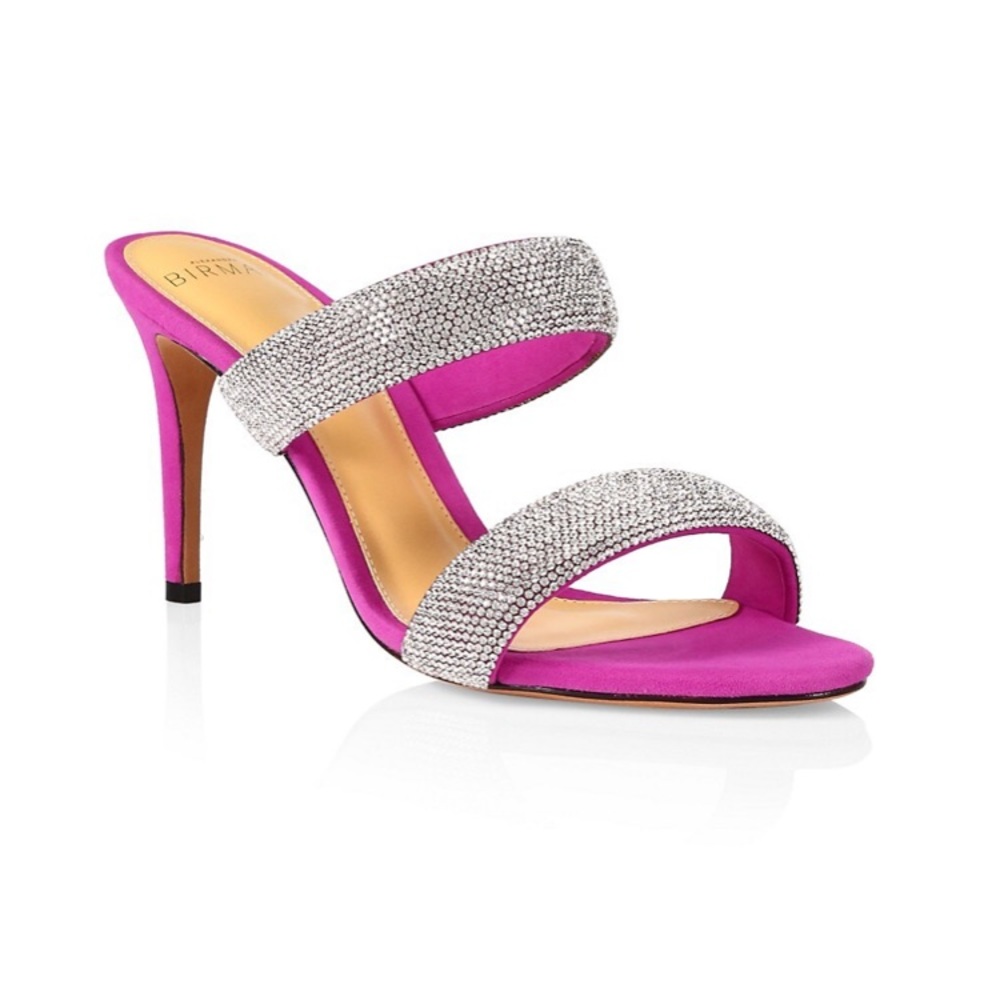Alexandre Birman Orchid Pink Valerie Crystal Suede Heels Size 5.5 NIB